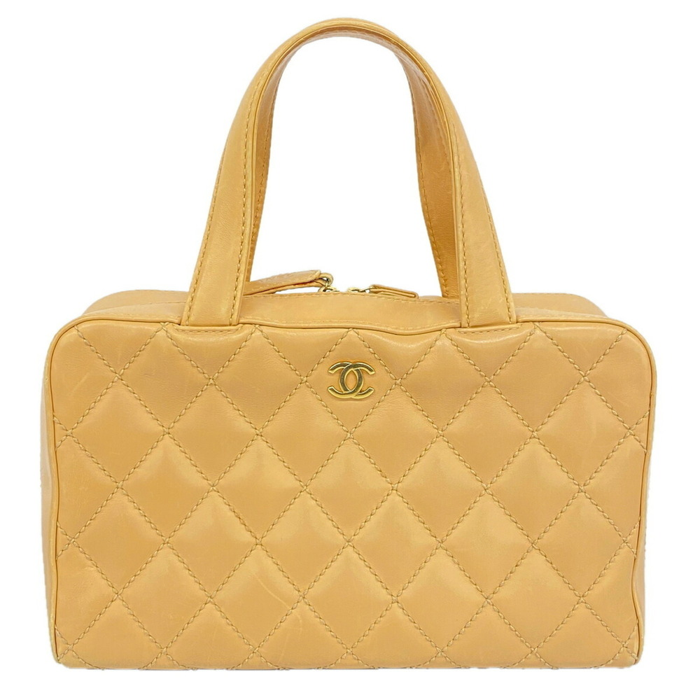 Chanel Wild Stitch Lambskin Handbag, Beige, Women's